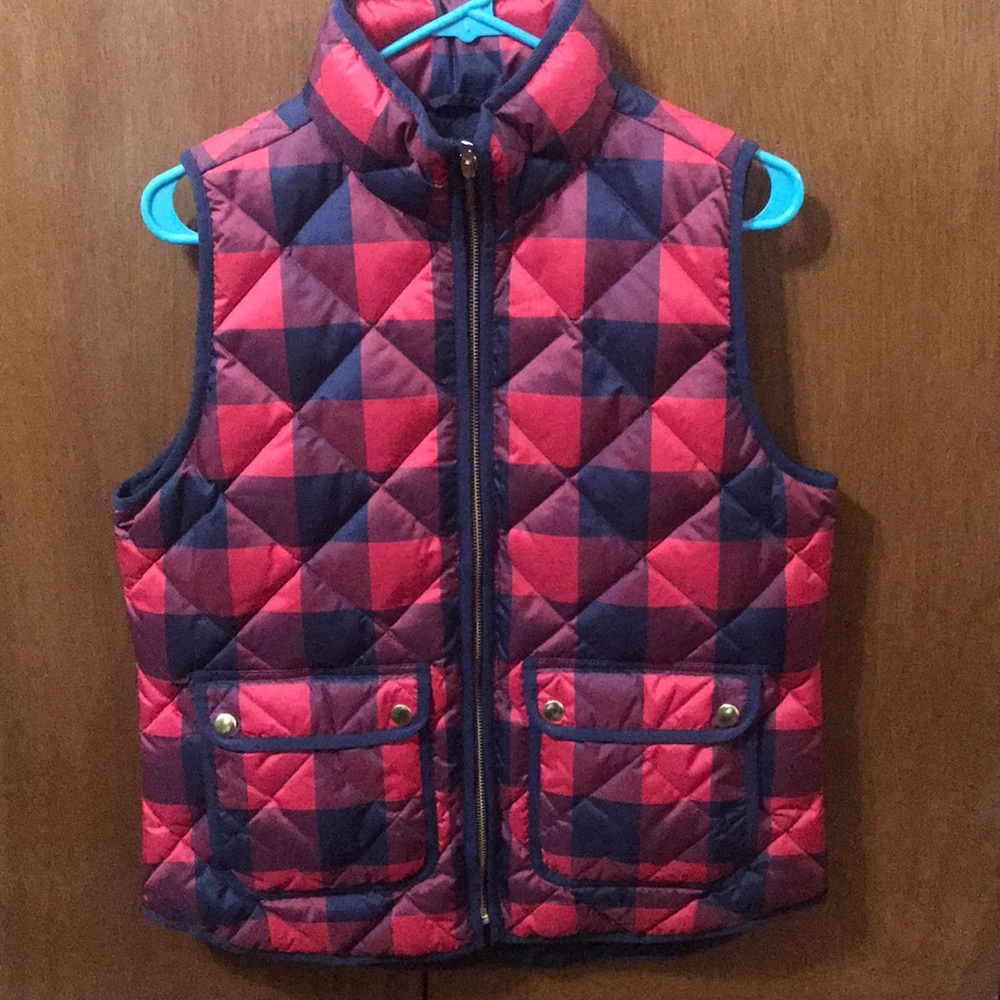Never worn J Crew. Buffalo check puffy vest!